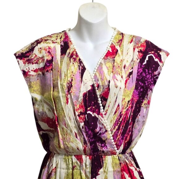 Antonio Melani Marbled V-Neck Cap Sleeve Faux Wrap Mini Dress Sz 2 - Picture 3 of 10